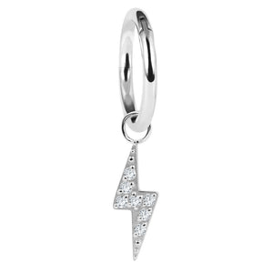 Titanium Hinged Segment Ring with Titanium Jewelled Lightning Bolt Charm