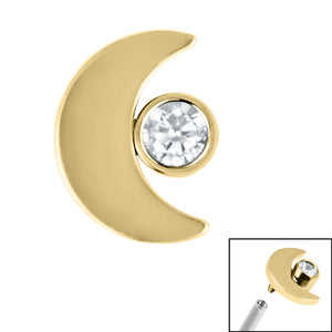 Titanium Crescent Moon and Jewel for Internal Thread shafts in 1.2mm