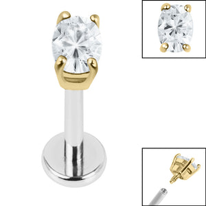 Titanium Internally Threaded Labrets 1.2mm - Steel Claw Set Jewelled Oval