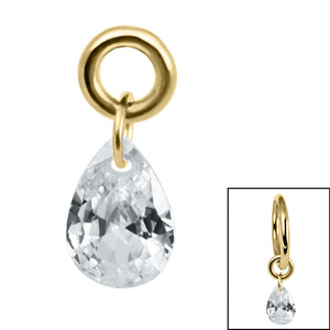 Titanium Charm - Floating Teardrop Gem