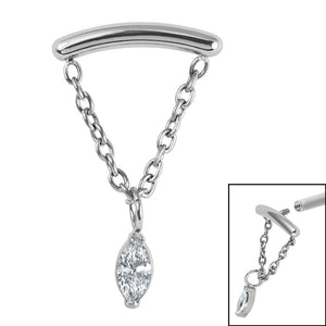 Titanium Jewelled Marquise Chain Loop for Internal Thread shafts in 1.2mm