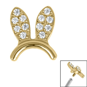 Titanium Claw Set Jewelled Bunny Ears for Internal Thread shafts in 1.2mm