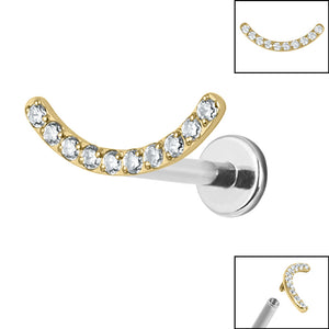 Titanium Internally Threaded Labrets 1.2mm - Titanium Claw Set Jewelled Smile Curved Bar