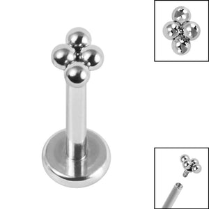Titanium Internally Threaded Labrets 1.2mm - Titanium Asia Diamond Ball