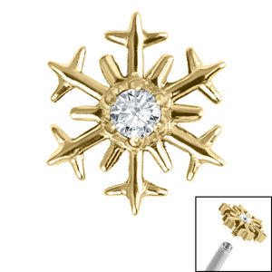 Titanium Claw Set Jewelled Snowflake Top for Internal Thread shafts in 1.2mm