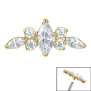 Titanium Claw Set Jewelled Tiara for Internal Thread shafts in 1.2mm