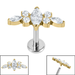 Titanium Internally Threaded Labrets 1.2mm - Titanium Claw Set Jewelled Tiara