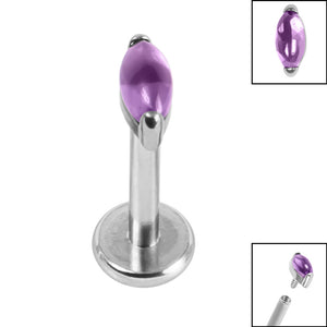 Titanium Internally Threaded Labrets 1.2mm - Titanium Claw Set Single Marquise Stone