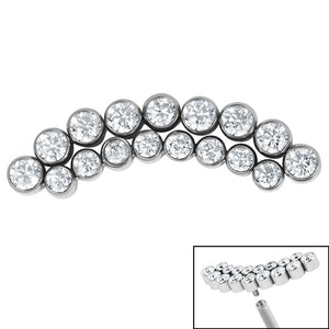 Titanium Bezel Set Hepburn Jewelled Crescent for Internal Thread shafts in 1.2mm