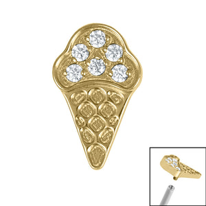 Titanium Claw Set Jewelled Ice Cream Cone for Internal Thread shafts in 1.2mm