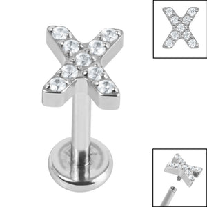 Titanium Internally Threaded Labrets 1.2mm - Titanium Claw Set Jewelled X