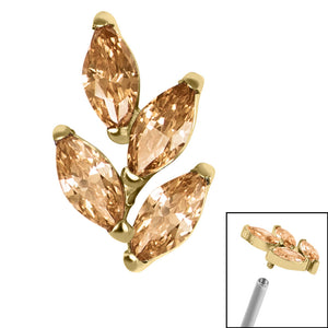 Titanium Claw Set Marquise Jewelled Leaf for Internal Thread Shafts in 1.2mm