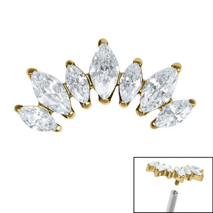 Titanium Claw Set 7 CZ Jewelled Marquise Crown for Internal Thread shafts in 1.2mm