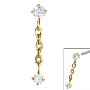 Titanium Claw Set Double Jewelled Drop Chain for Internal Thread shafts in 1.2mm