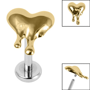 Titanium Internally Threaded Labrets 1.2mm - Titanium Melting Heart