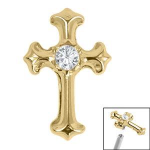 Titanium Claw Set Jewelled Cross Top for Internal Thread shafts in 1.2mm