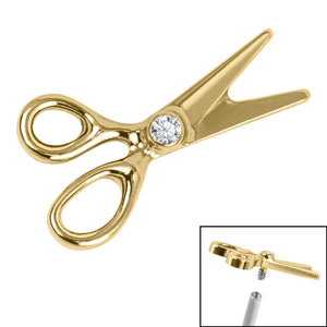 Titanium Bezel Set Jewelled Scissors Top for Internal Thread shafts in 1.2mm