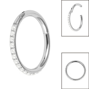 Titanium Pearl Edge Hinged Clicker Ring