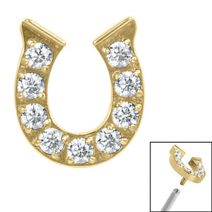 Titanium Claw Set Jewelled Horseshoe Top for Internal Thread shafts in 1.2mm