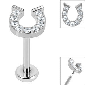 Titanium Internally Threaded Labrets 1.2mm - Titanium Claw Set Jewelled Horseshoe