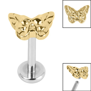 Titanium Internally Threaded Labrets 1.2mm - Titanium Owl Butterfly