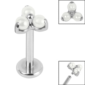 Titanium Internally Threaded Labrets 1.2mm - Titanium Claw Set Pearl Trinity