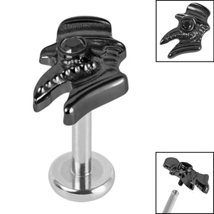Titanium Internally Threaded Labrets 1.2mm - Titanium Jewelled Plague Doctor