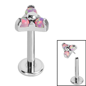 Titanium Threadless Labrets - Titanium (Bend-fit) Claw Set Synth Opal Trinity
