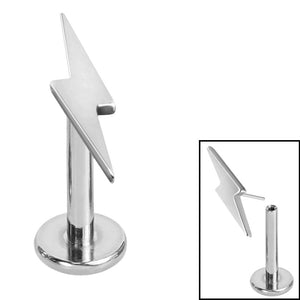 Titanium Threadless Labrets - Steel (Bend-fit) Lightning Bolt