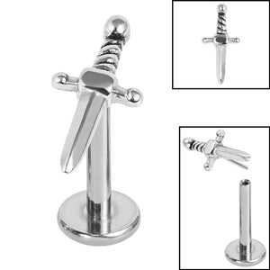 Titanium Threadless Labrets - Steel (Bend-fit) Mini Dagger