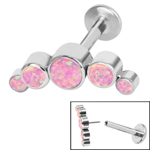 Titanium Threadless Labrets - Titanium (Bend-fit) (Infinity) Bezel Set 5 Opal Crescent