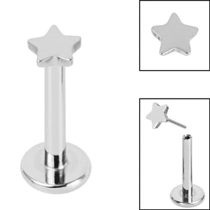 Titanium Threadless Labrets - Titanium (Bend-fit) Star