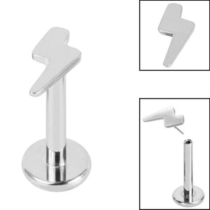 Titanium Threadless Labrets - Titanium (Bend-fit) Lightning Bolt