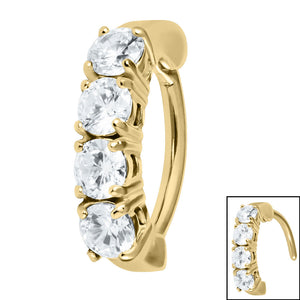 Steel Huggie Belly Clicker Ring - Claw Set 4 Jewel
