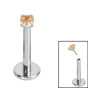 Titanium Threadless Labrets - Titanium (Bend-fit) Claw Set CZ Jewels 0.8mm Gauge - 5-8mm length