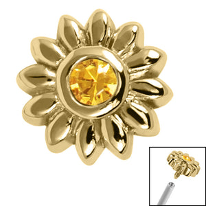 Steel Bezel Set Jewelled Sunflower for Internal Thread shafts in 1.2mm