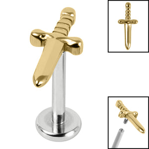 Titanium Internally Threaded Labrets 1.2mm - Titanium Mini Dagger