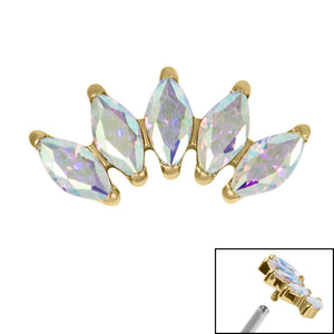 Titanium Claw Set 5 CZ Jewel Marquise Fan for Internal Thread shafts in 1.2mm