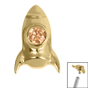 Titanium Bezel Set Jewelled Rocket Ship for Internal Thread Shafts in 1.2mm