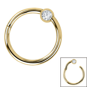 Steel Hinged Segment Ring with a Jewelled Ball (Clicker)