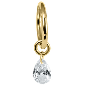Titanium Hinged Segment Ring with Titanium Floating Teardrop Gem Charm