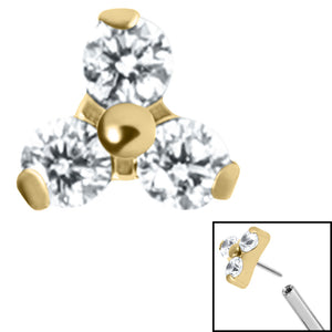 Titanium Threadless (Bend fit) Claw Set CZ Jewelled Trinity