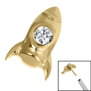 Titanium Threadless (Bend fit) Titanium Bezel Set Jewelled Rocket