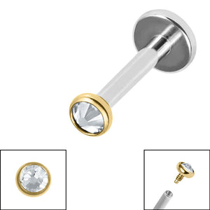 Titanium Internally Threaded Labrets 1.2mm - Gold Titanium Jewelled Disk