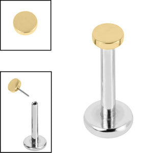 Titanium Threadless Labrets - Gold Titanium (Bend-fit) Disk
