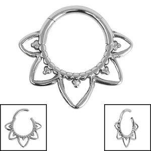 Titanium Petal Mandala Hinged Clicker Ring
