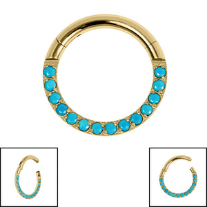 Titanium Hinged Pave Set Turquoise Eternity Clicker Ring