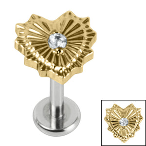 Titanium Internally Threaded Labrets 1.2mm - Titanium Claw Set Radiant Jewelled Heart