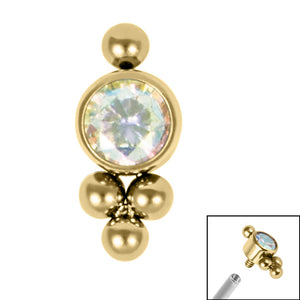 Titanium Bezel Set Single Jewelled Asia Top for Internal Thread shafts in 1.2mm