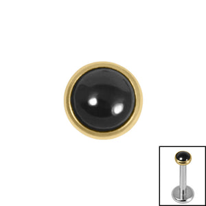 Titanium Bezel Set Black Onyx Stone Top for Internal Thread shafts in 1.2mm